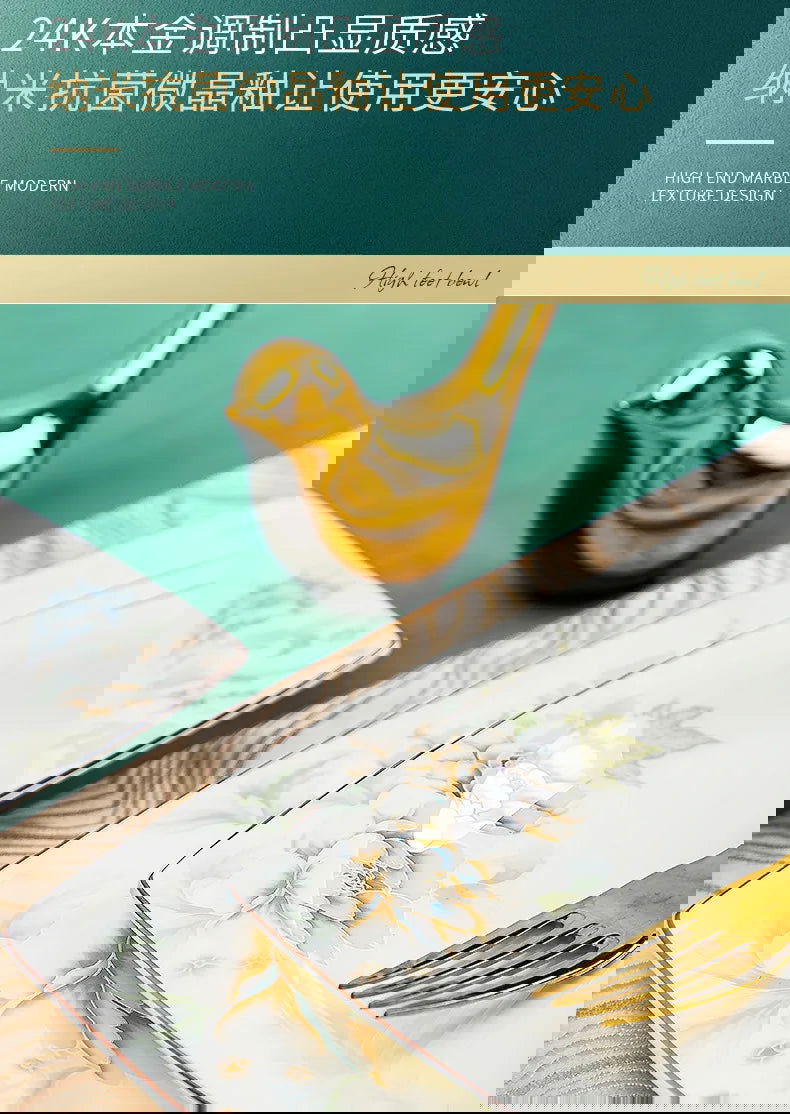 Jingdezhen Bone Porcelain Bowl and Dish Set, Light Luxury Ceramic Tableware Bowl and Chopstick Set - Grand Goldman