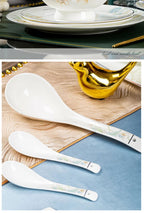 Jingdezhen Bone Porcelain Bowl and Dish Set, Light Luxury Ceramic Tableware Bowl and Chopstick Set - Grand Goldman