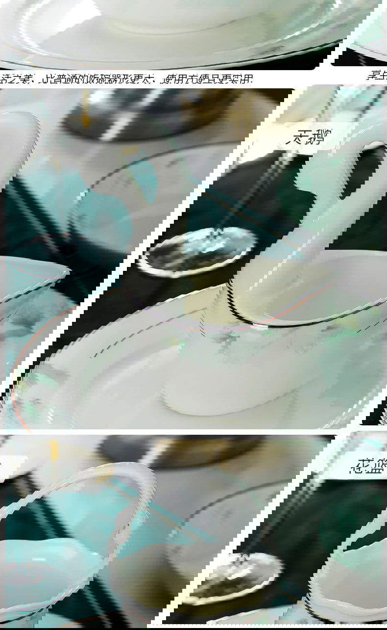 Jingdezhen Bone Porcelain Bowl and Plate Set, Ceramic Tableware Bowl and Chopstick Set - Grand Goldman