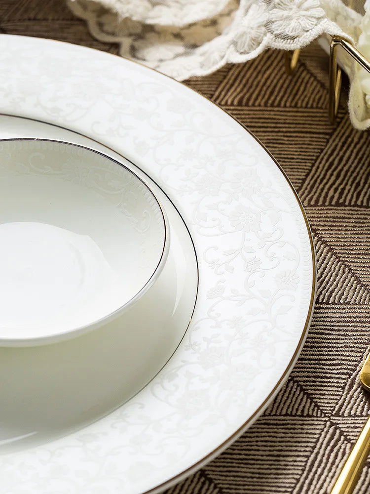 Jingdezhen Bone Porcelain Tableware, Dish Set, Household Bowls, Chopsticks, and Dishes - Grand Goldman