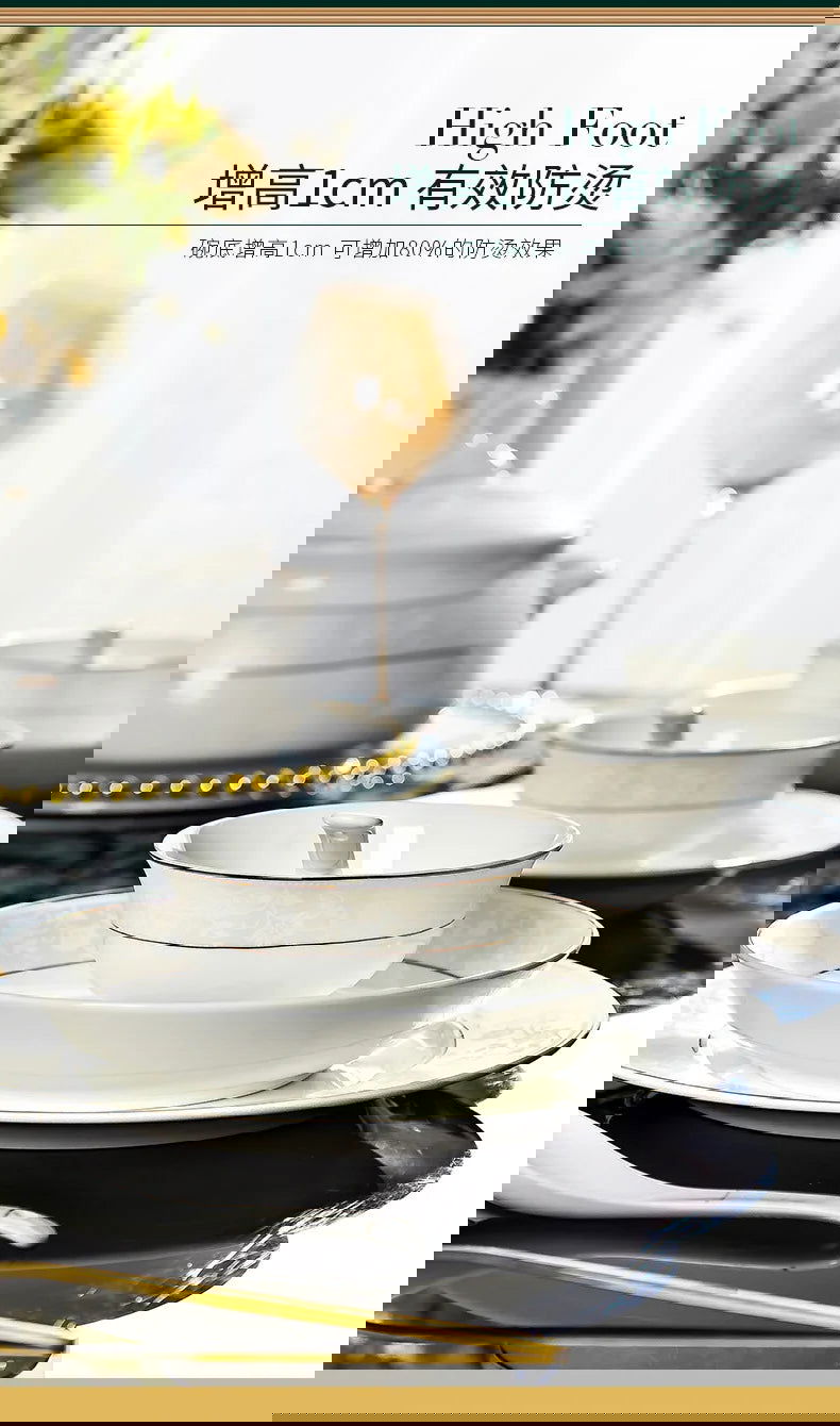 Jingdezhen Bone Porcelain Tableware, Dish Set, Household Bowls, Chopsticks, and Dishes - Grand Goldman