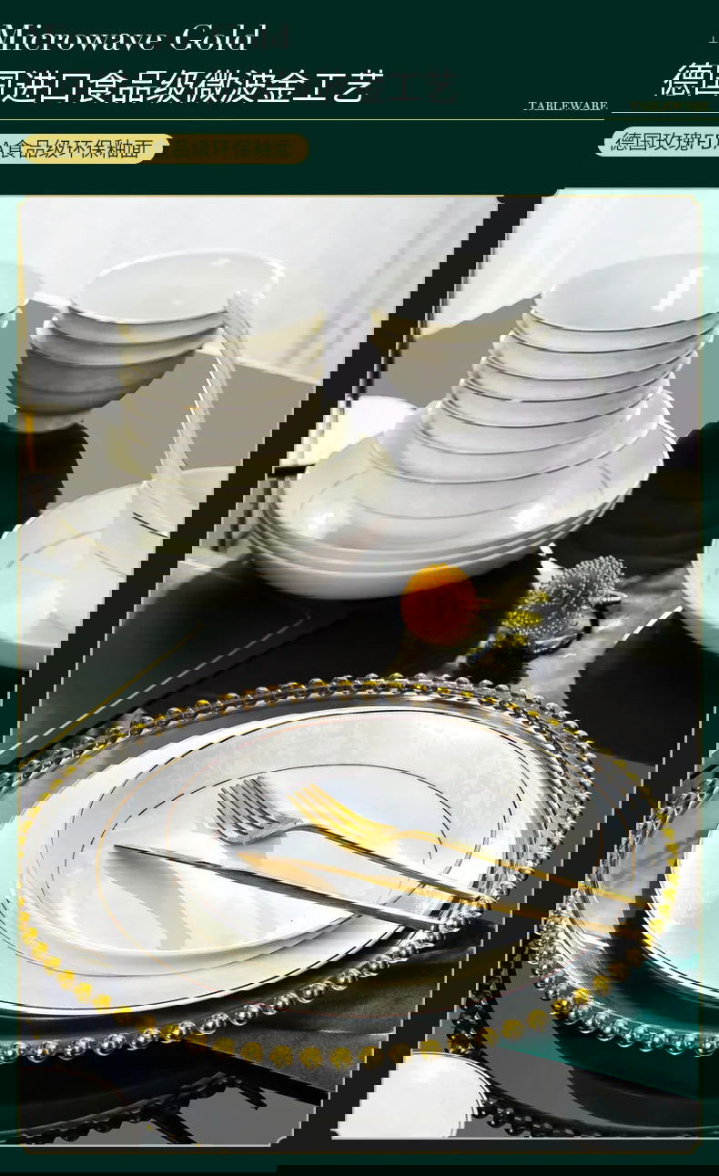 Jingdezhen Bone Porcelain Tableware, Dish Set, Household Bowls, Chopsticks, and Dishes - Grand Goldman