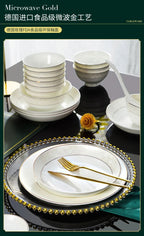 Jingdezhen Bone Porcelain Tableware, Dish Set, Household Bowls, Chopsticks, and Dishes - Grand Goldman