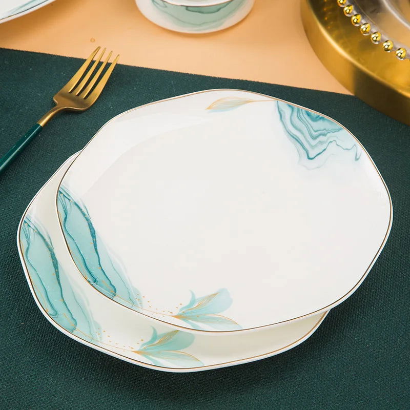 Jingdezhen Bone Porcelain Tableware Set Household Ceramic Bowls and Dishes - Grand Goldman