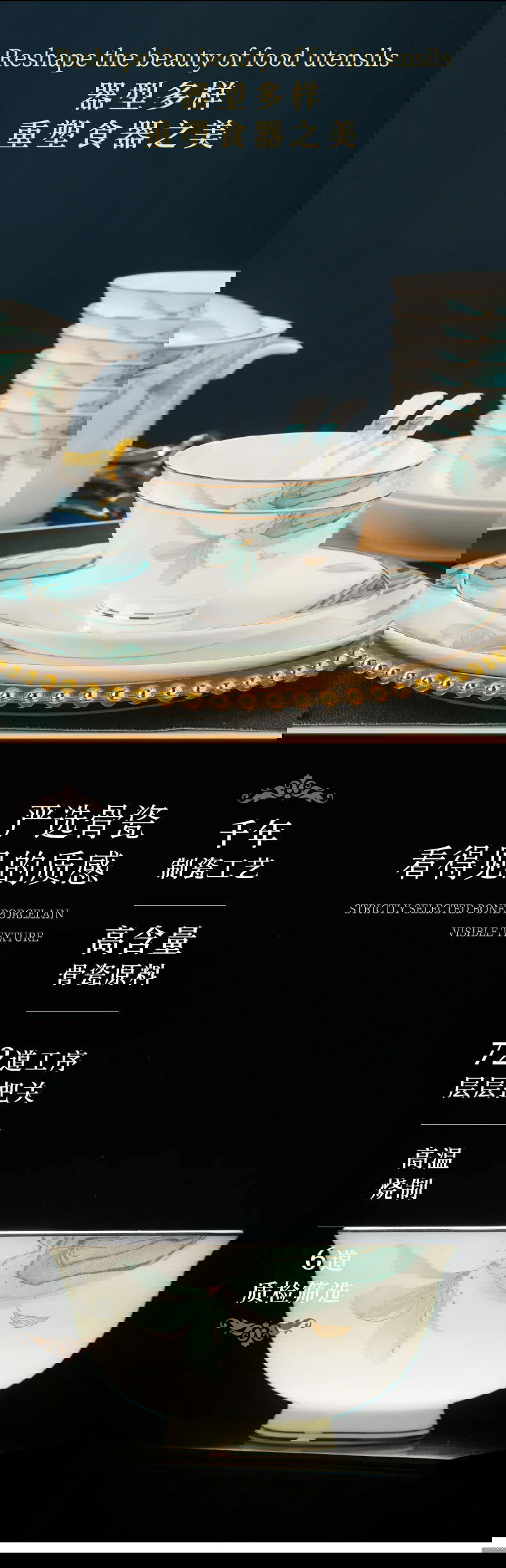 Jingdezhen Bone Porcelain Tableware Set Household Ceramic Bowls and Dishes - Grand Goldman