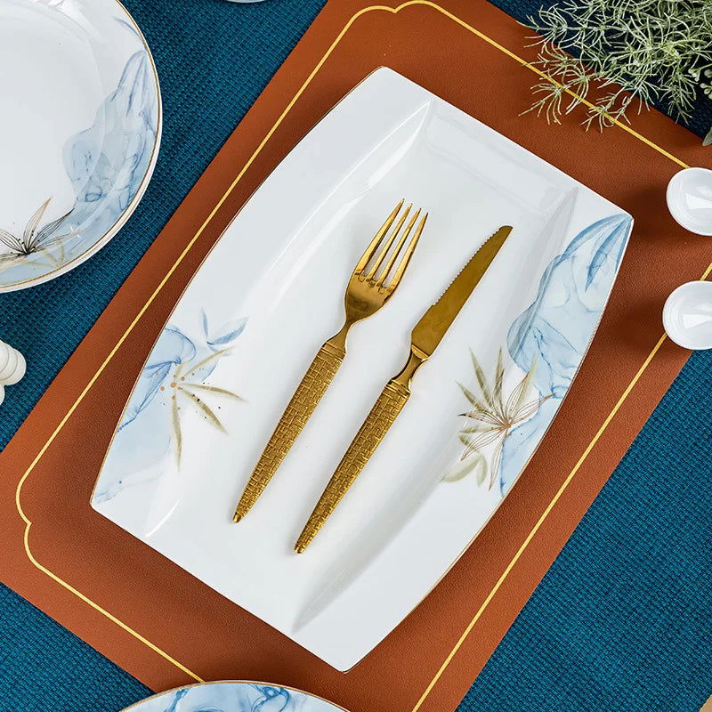 Jingdezhen Bowl and Chopstick Combination, New Chinese Light Luxury Ceramic Tableware Bowl and Plate Set - Grand Goldman