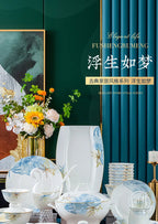 Jingdezhen Bowl and Chopstick Combination, New Chinese Light Luxury Ceramic Tableware Bowl and Plate Set - Grand Goldman