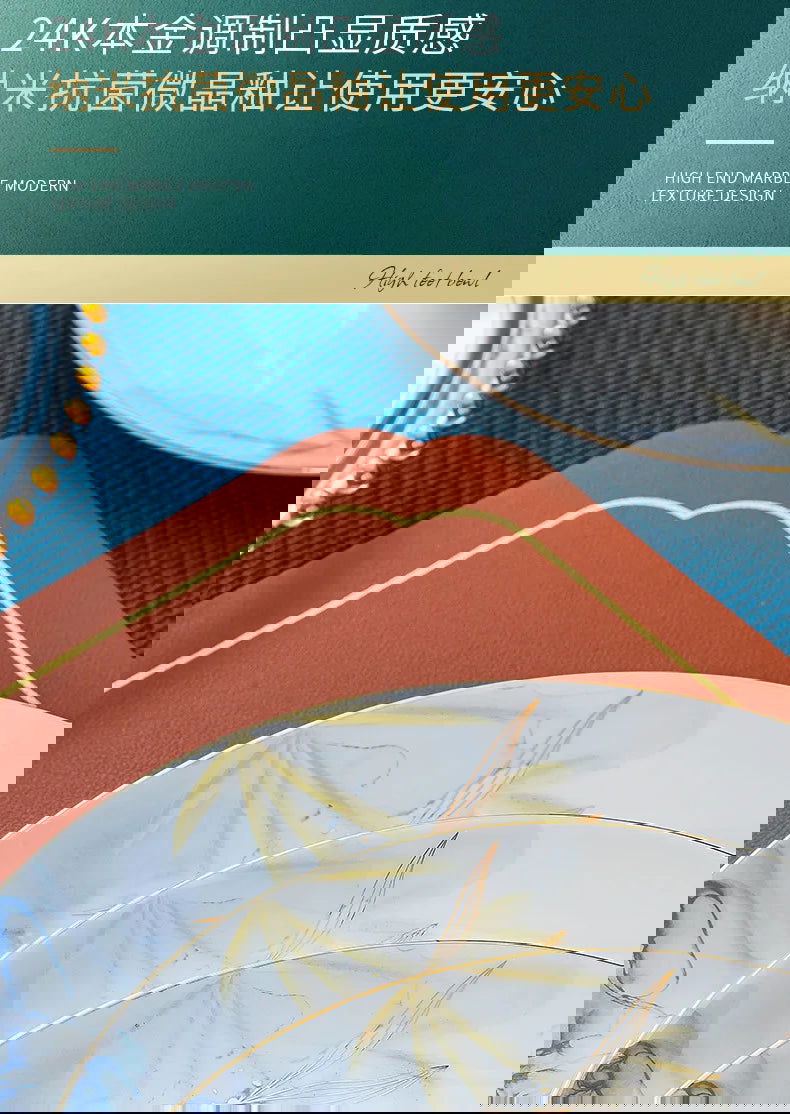 Jingdezhen Bowl and Chopstick Combination, New Chinese Light Luxury Ceramic Tableware Bowl and Plate Set - Grand Goldman