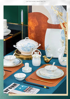 Jingdezhen Bowl and Chopstick Combination, New Chinese Light Luxury Ceramic Tableware Bowl and Plate Set - Grand Goldman