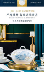 Jingdezhen Bowl and Chopstick Combination, New Chinese Light Luxury Ceramic Tableware Bowl and Plate Set - Grand Goldman