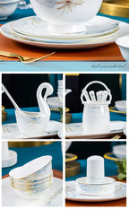 Jingdezhen Bowl and Chopstick Combination, New Chinese Light Luxury Ceramic Tableware Bowl and Plate Set - Grand Goldman