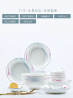 Jingdezhen Ceramic Bowl and Dish Set, Bone Porcelain Bowl and Chopstick Household Tableware Set - Grand Goldman