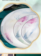 Jingdezhen Ceramic Bowl and Dish Set, Bone Porcelain Bowl and Chopstick Household Tableware Set - Grand Goldman