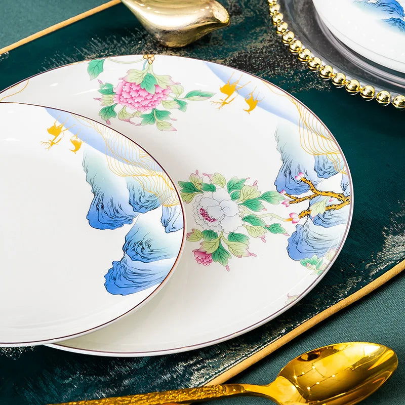 Jingdezhen Ceramic Bowls, Dishes, Dishes, Tableware Set, Bowls and Chopsticks Set - Grand Goldman