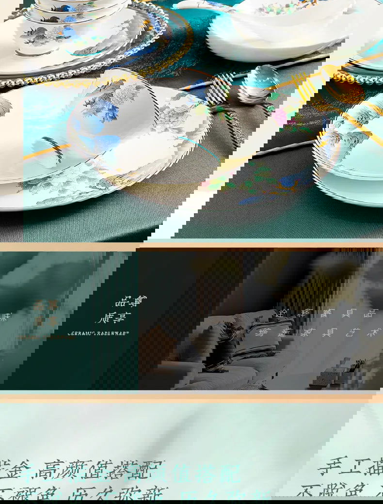 Jingdezhen Ceramic Bowls, Dishes, Dishes, Tableware Set, Bowls and Chopsticks Set - Grand Goldman