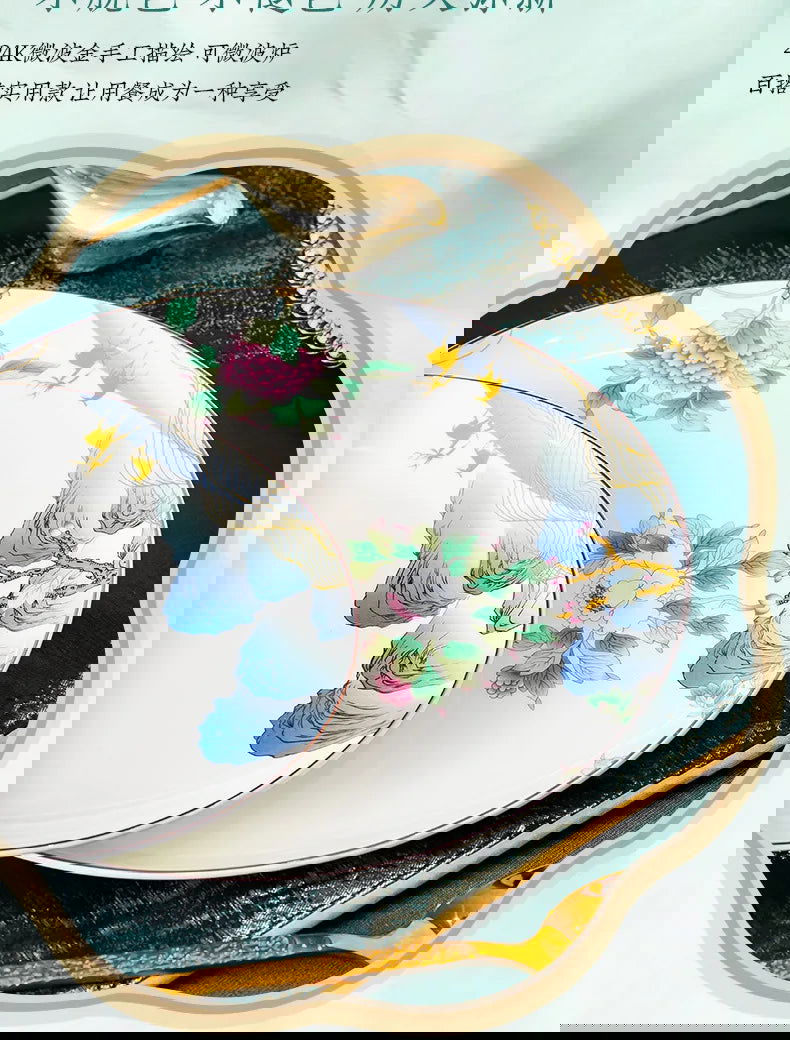 Jingdezhen Ceramic Bowls, Dishes, Dishes, Tableware Set, Bowls and Chopsticks Set - Grand Goldman