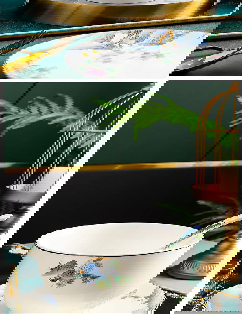 Jingdezhen Ceramic Bowls, Dishes, Dishes, Tableware Set, Bowls and Chopsticks Set - Grand Goldman