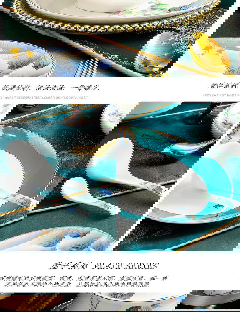 Jingdezhen Ceramic Bowls, Dishes, Dishes, Tableware Set, Bowls and Chopsticks Set - Grand Goldman