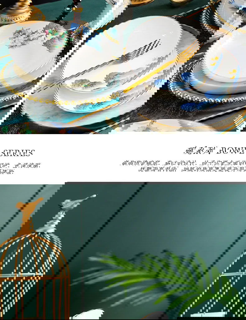 Jingdezhen Ceramic Bowls, Dishes, Dishes, Tableware Set, Bowls and Chopsticks Set - Grand Goldman