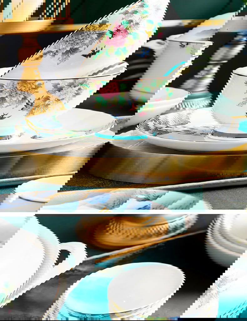 Jingdezhen Ceramic Bowls, Dishes, Dishes, Tableware Set, Bowls and Chopsticks Set - Grand Goldman