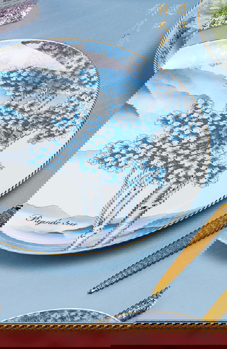 Jingdezhen Ceramic Bowls, Dishes and Dishes Full Set of Porcelain Bowls, Blue and white porcelain Bone Porcelain Tableware Set - Grand Goldman