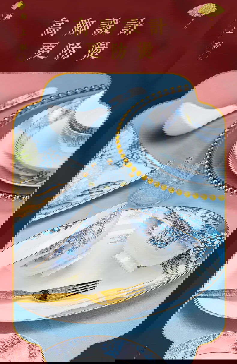 Jingdezhen Ceramic Bowls, Dishes and Dishes Full Set of Porcelain Bowls, Blue and white porcelain Bone Porcelain Tableware Set - Grand Goldman