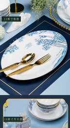 Jingdezhen Ceramic Bowls, Dishes and Dishes Full Set of Porcelain Bowls, Blue and white porcelain Bone Porcelain Tableware Set - Grand Goldman