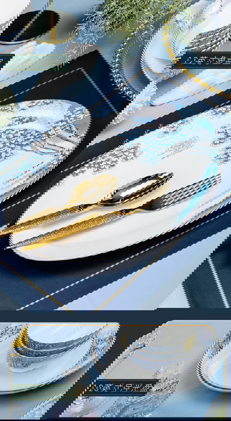 Jingdezhen Ceramic Bowls, Dishes and Dishes Full Set of Porcelain Bowls, Blue and white porcelain Bone Porcelain Tableware Set - Grand Goldman