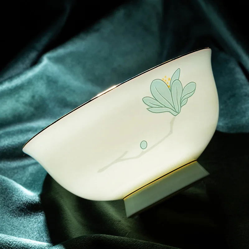 Jingdezhen Ceramic Dish Set Light Luxury Gold Border Bone Porcelain Tableware Set Bowl Plate Chopstick Combination - Grand Goldman