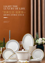Jingdezhen Ceramic Tableware, Bone Porcelain Dish Set - Grand Goldman