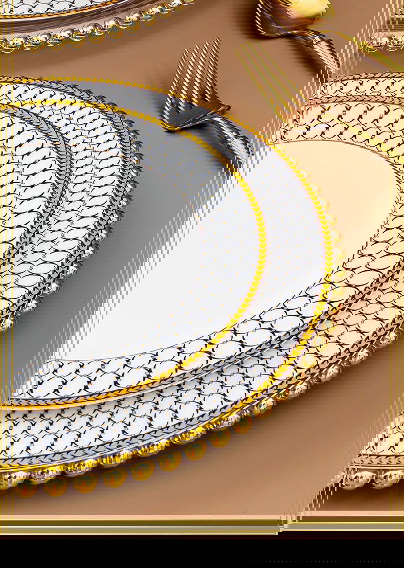 Jingdezhen Ceramic Tableware, Bone Porcelain Dish Set - Grand Goldman