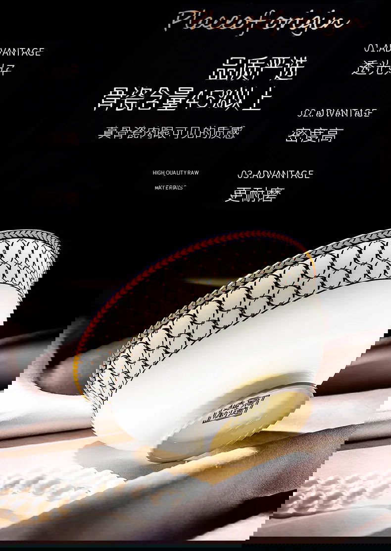 Jingdezhen Ceramic Tableware, Bone Porcelain Dish Set - Grand Goldman