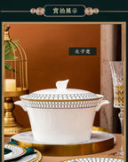 Jingdezhen Ceramic Tableware, Bone Porcelain Dish Set - Grand Goldman
