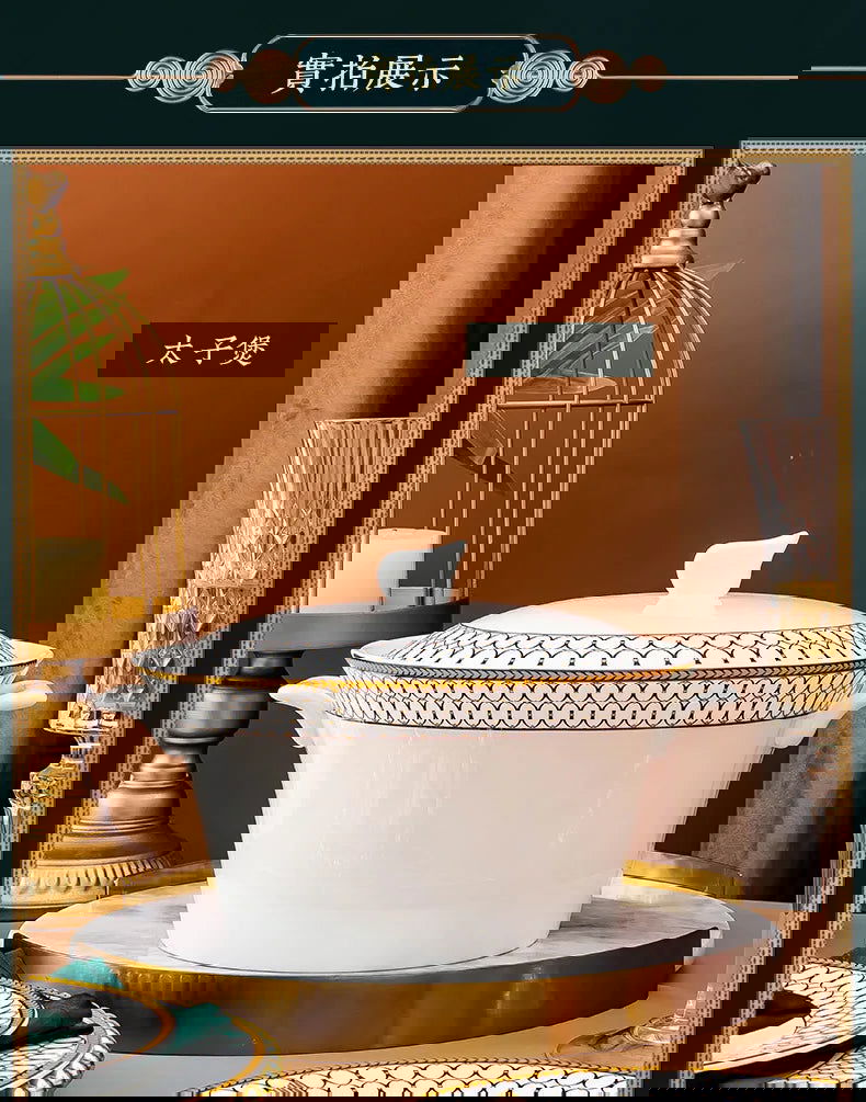 Jingdezhen Ceramic Tableware, Bone Porcelain Dish Set - Grand Goldman