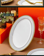 Jingdezhen Ceramic Tableware, Bone Porcelain Dish Set - Grand Goldman