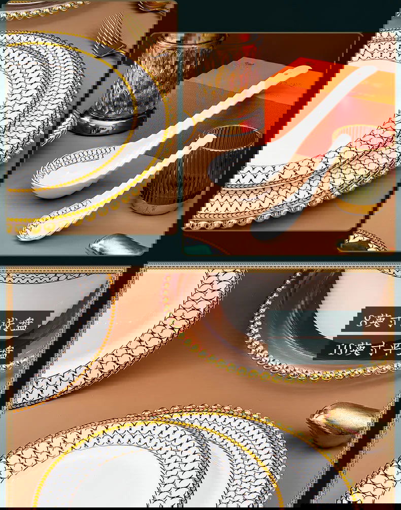 Jingdezhen Ceramic Tableware, Bone Porcelain Dish Set - Grand Goldman