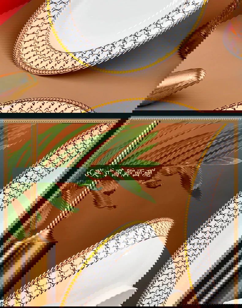 Jingdezhen Ceramic Tableware, Bone Porcelain Dish Set - Grand Goldman