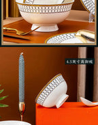 Jingdezhen Ceramic Tableware, Bone Porcelain Dish Set - Grand Goldman