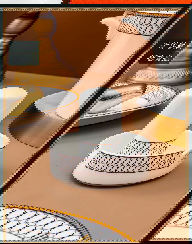 Jingdezhen Ceramic Tableware, Bone Porcelain Dish Set - Grand Goldman