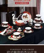 Jingdezhen Ceramic Tableware Ceramic Rice Bowl Bone Porcelain Bowl Plate Set - Grand Goldman