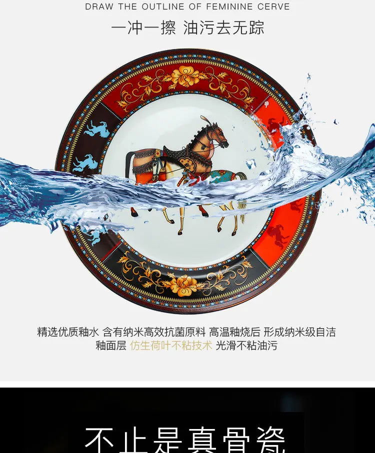 Jingdezhen Ceramic Tableware Ceramic Rice Bowl Bone Porcelain Bowl Plate Set - Grand Goldman