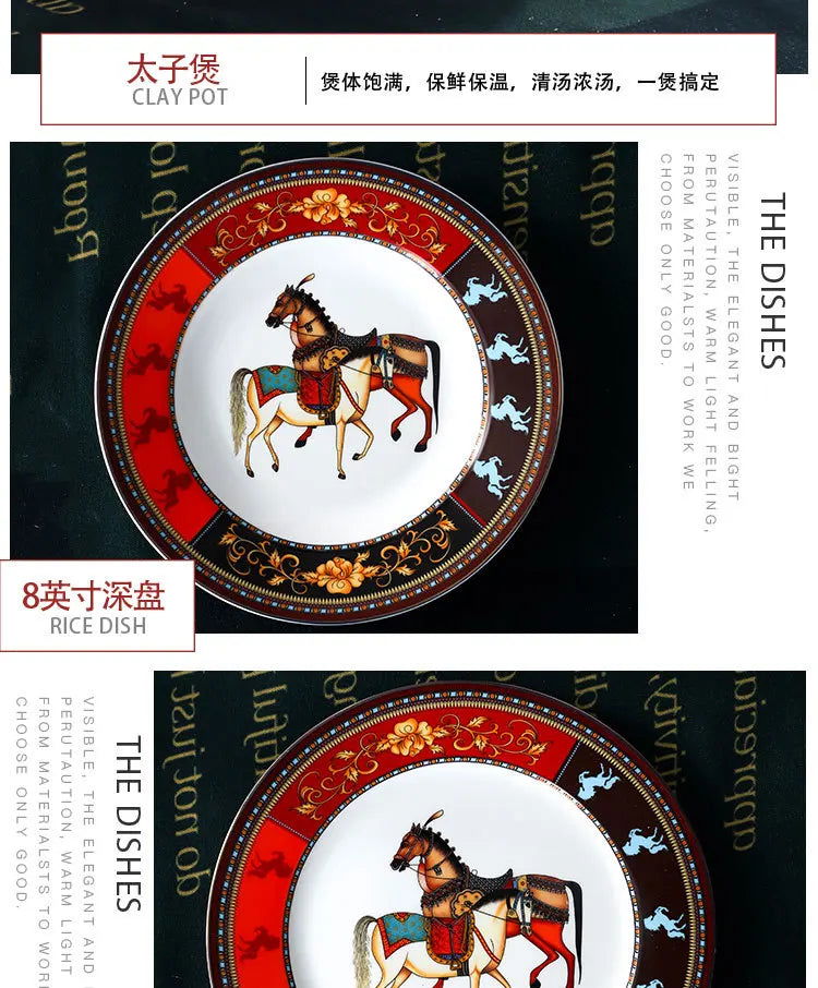 Jingdezhen Ceramic Tableware Ceramic Rice Bowl Bone Porcelain Bowl Plate Set - Grand Goldman