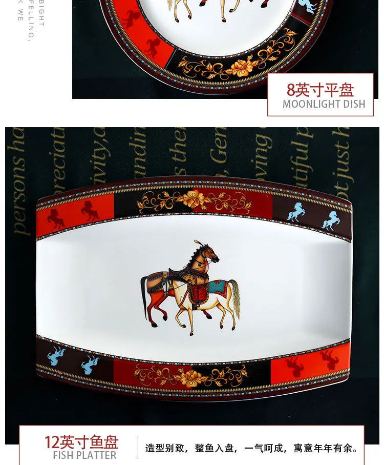 Jingdezhen Ceramic Tableware Ceramic Rice Bowl Bone Porcelain Bowl Plate Set - Grand Goldman