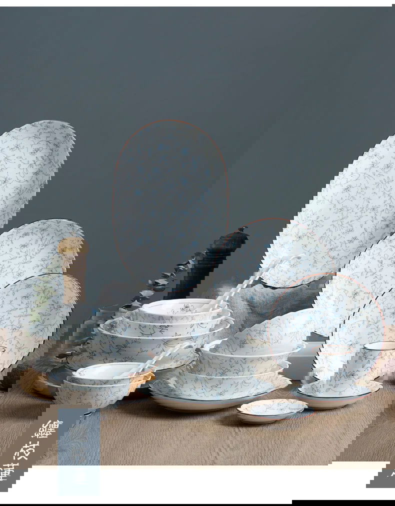 Jingdezhen Ceramic Tableware, Dish Set, Household Japanese Rice Bowl, Underglaze Color Tableware - Grand Goldman