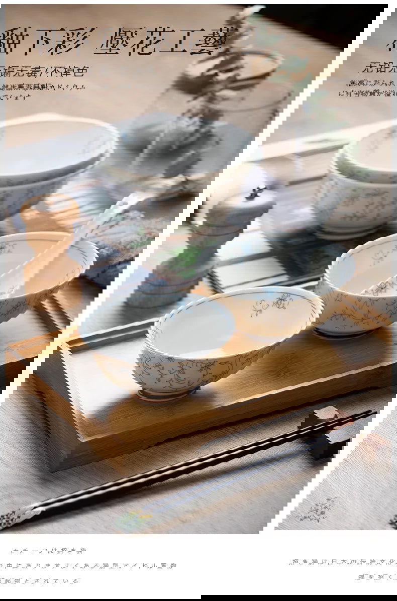 Jingdezhen Ceramic Tableware, Dish Set, Household Japanese Rice Bowl, Underglaze Color Tableware - Grand Goldman