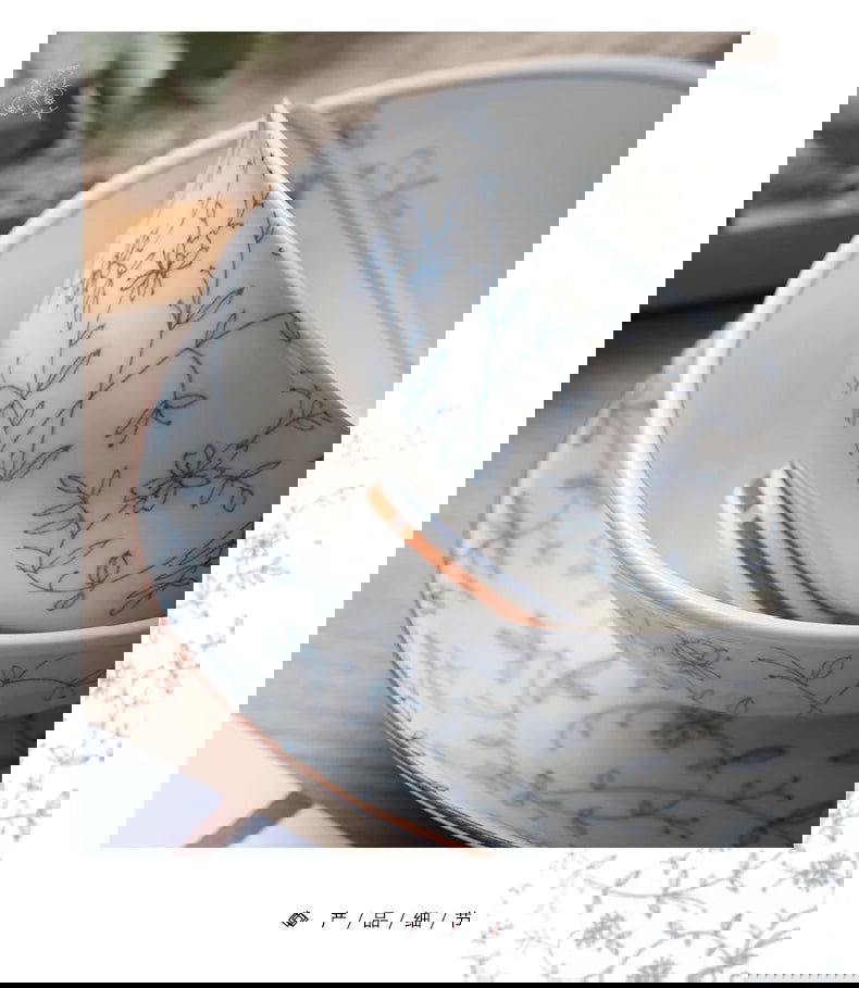 Jingdezhen Ceramic Tableware, Dish Set, Household Japanese Rice Bowl, Underglaze Color Tableware - Grand Goldman