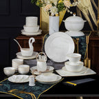 Jingdezhen Ceramic Tableware Set, Hand-painted Phnom Penh Water Cube Creative Bone Porcelain Bowls and Dishes for Home Use - Grand Goldman
