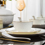 Jingdezhen Ceramic Tableware Set, Hand-painted Phnom Penh Water Cube Creative Bone Porcelain Bowls and Dishes for Home Use - Grand Goldman