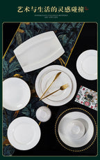 Jingdezhen Ceramic Tableware Set, Hand-painted Phnom Penh Water Cube Creative Bone Porcelain Bowls and Dishes for Home Use - Grand Goldman