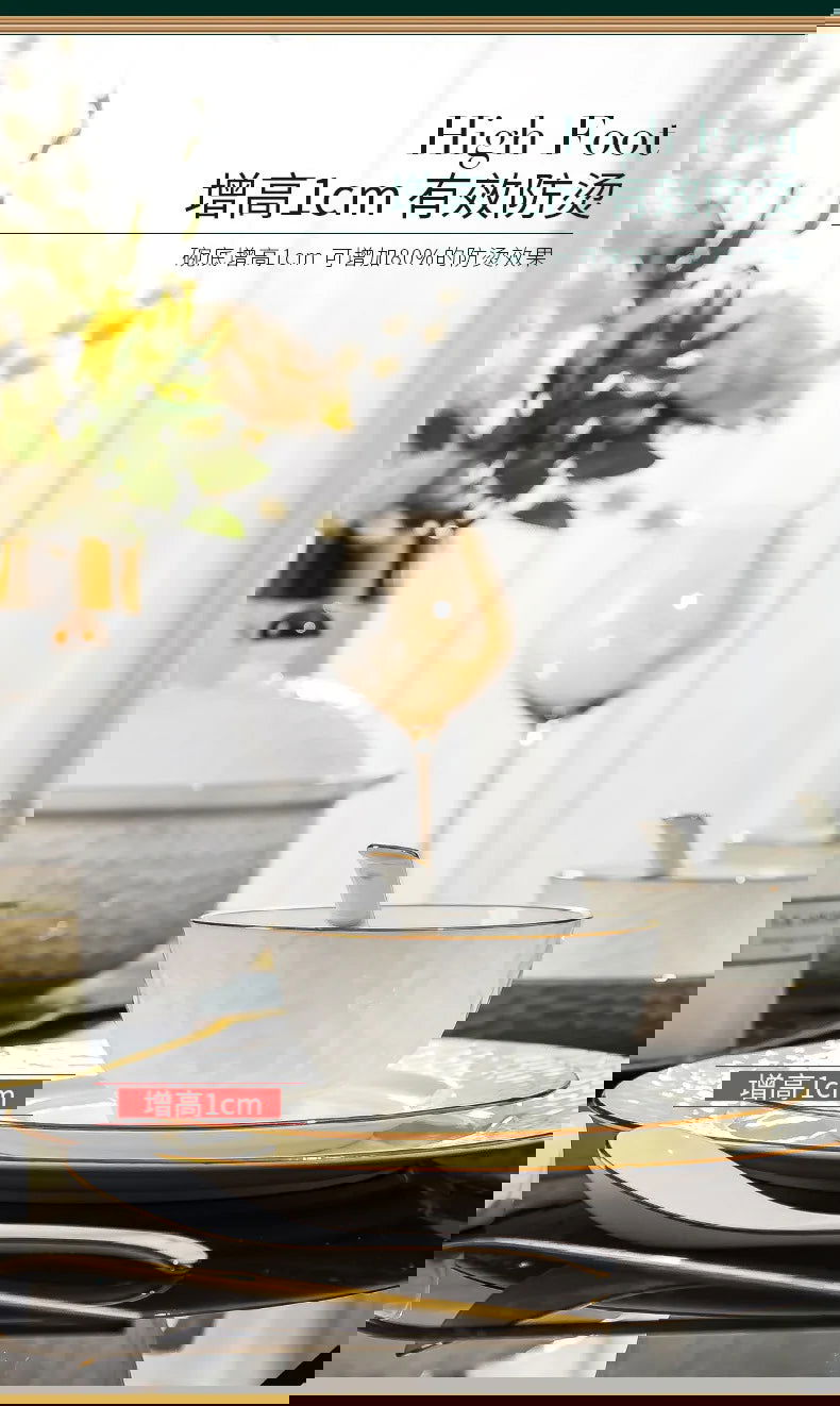 Jingdezhen Ceramic Tableware Set, Hand-painted Phnom Penh Water Cube Creative Bone Porcelain Bowls and Dishes for Home Use - Grand Goldman